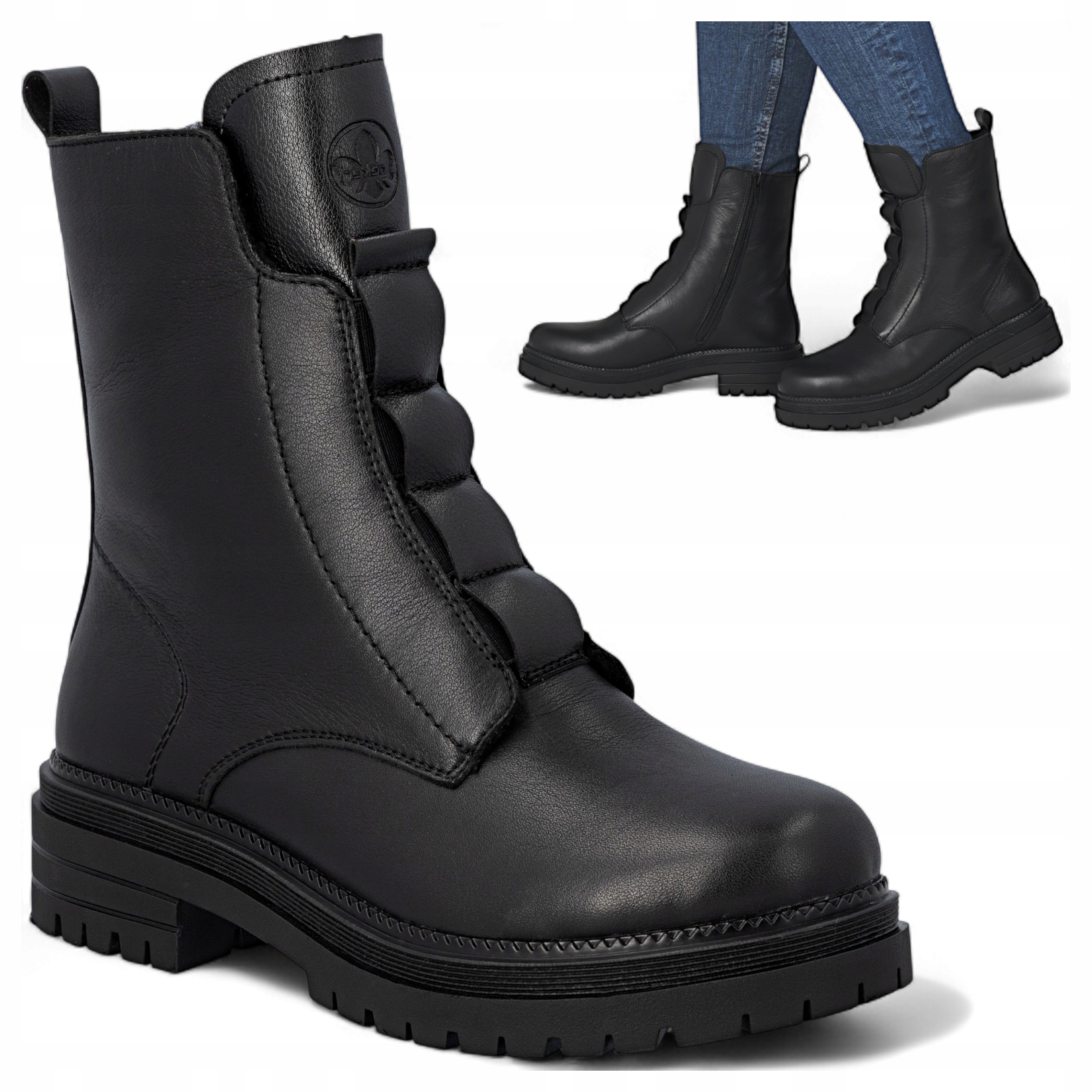 Dámské boty Přírodní Kůže 38 Rieker Nazouvací Trapery Teplé Ploché Módní