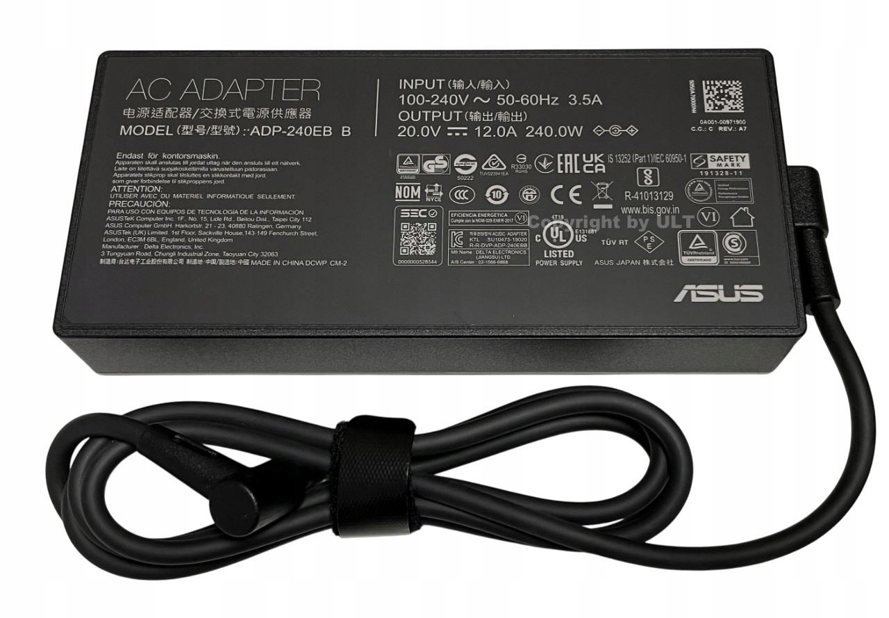 Nowy Zasilacz ładowarka Asus 240W 20V 12A wtyczka 6mm kod Qr