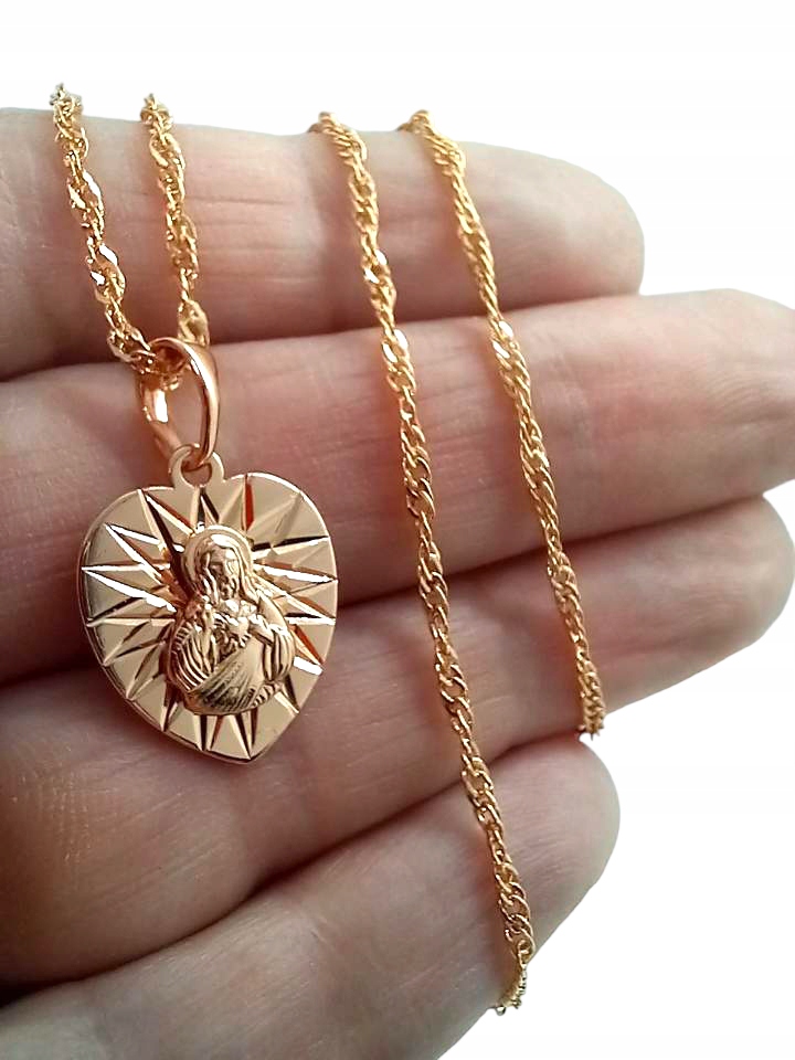 Łańcuszek komunijny medalik SZKAPLERZ Matka Boska Długość całkowita 45 cm