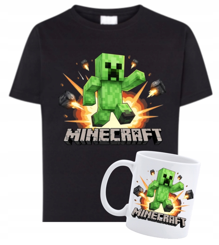 ZESTAW KOSZULKA I KUBEK - MINECRAFT PREZENT UPOMINEK 3 WZORY ROZMIARY