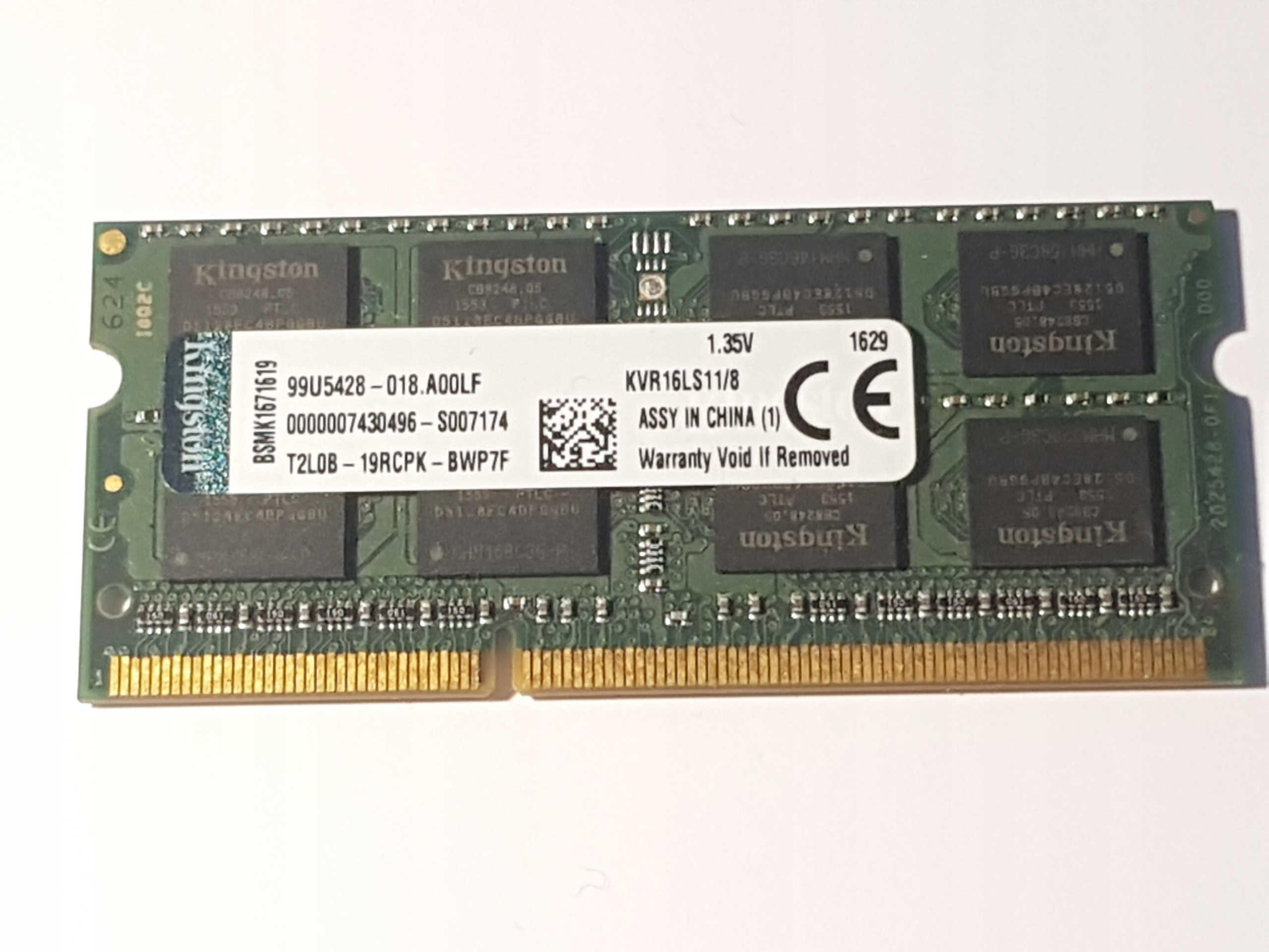 pamięc 8GB DDR3L Kingston KVR16LS11/8 1600 Mhz PC3L-12800 PMC2808