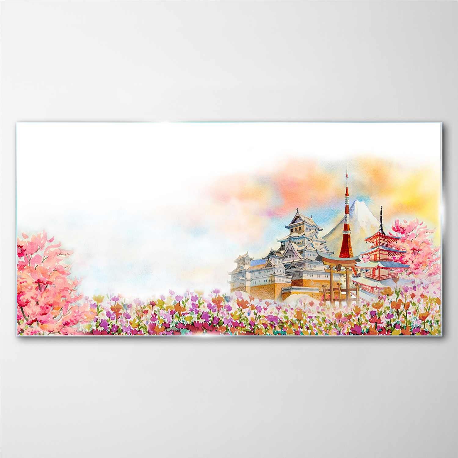 

Obraz szklany na ścianę Kwiaty zamek 100x50 cm