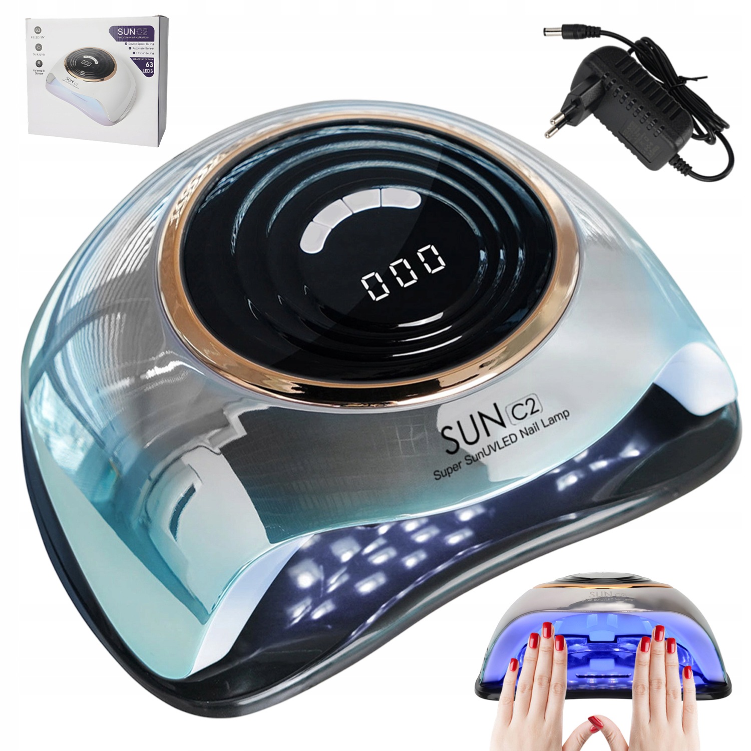 Lampa Na Manikúru 288W 63 Led S LCD Displejem, 4 Režimy, Modrá