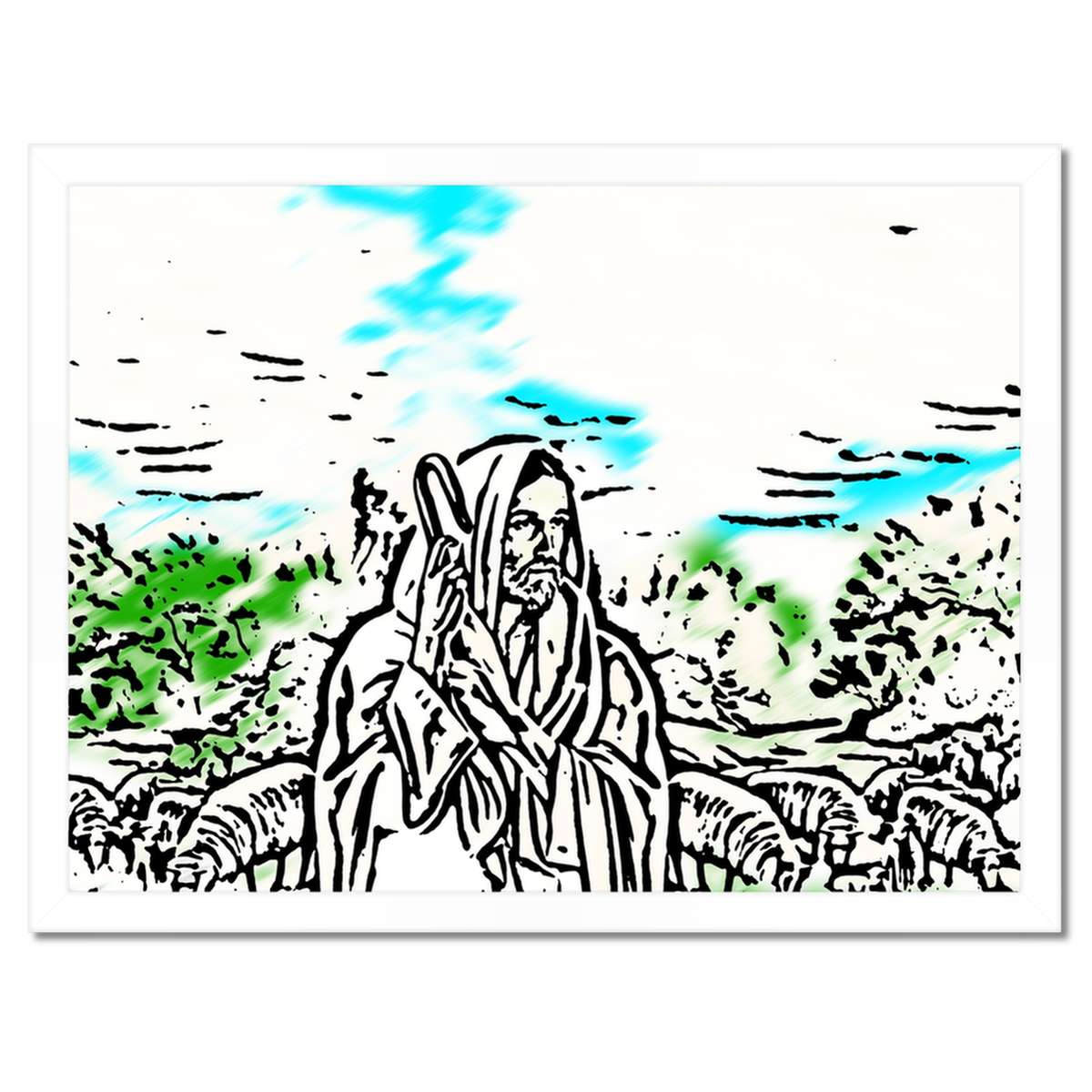 Plakáty v rámu 40x30 Dobrý pastýř Ovečky