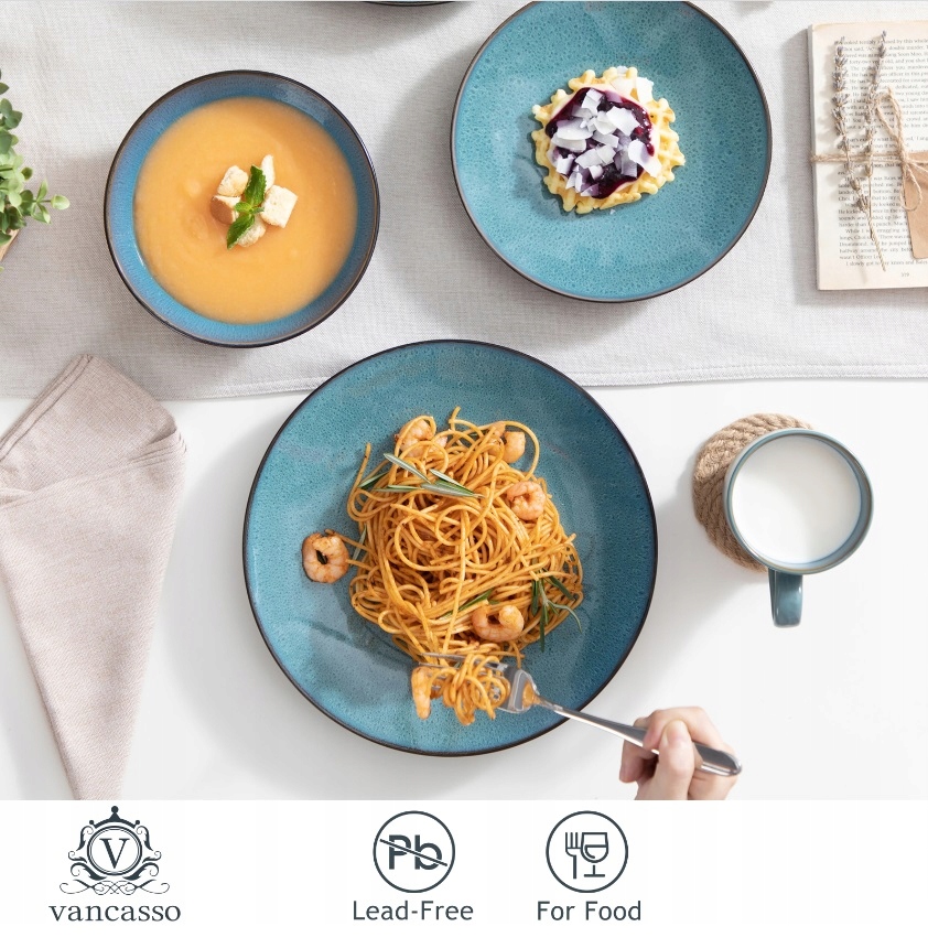 Serwis obiadowy Vintage Retro kamionka zastawa 8os Liczba osób 12