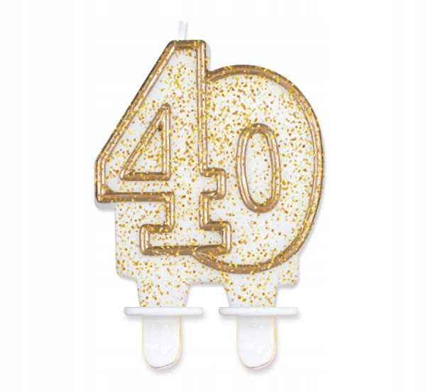 

Świeczka cyferka "40", złoty kontur