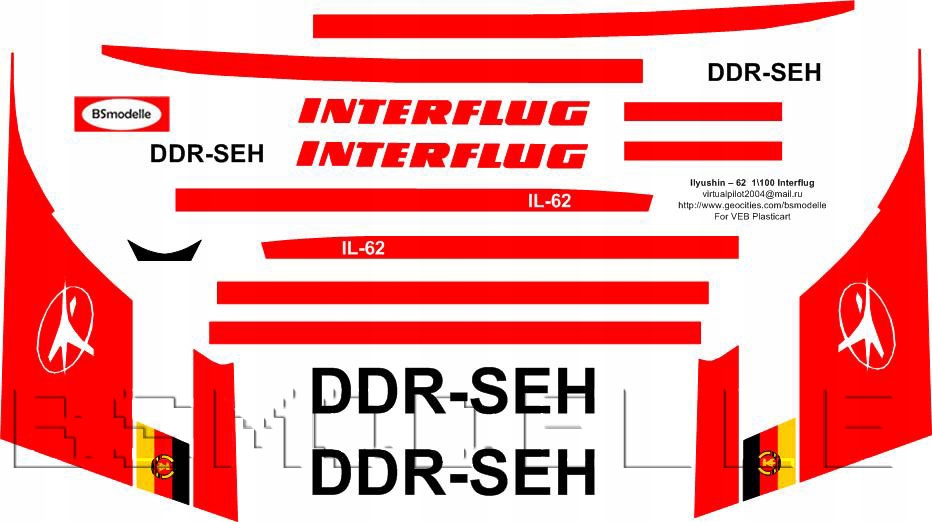 Obtisky Iljušin Il-62 Interflug pro Veb Plasticart