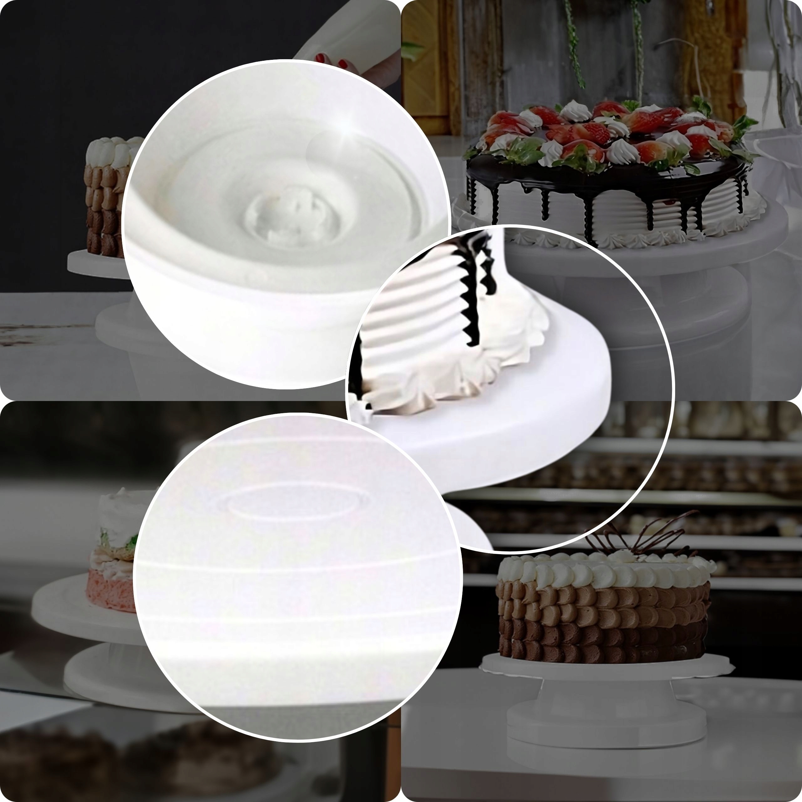 PATERA OBROTOWA NA CIASTO TALERZ OBROTOWY PATERA DO TORTU 28cm STABILNA Nazwa handlowa PATERA OBROTOWA NA CIASTO TORT DEKORATOR DO DEKORACJI TALERZ 28cm STABILNA