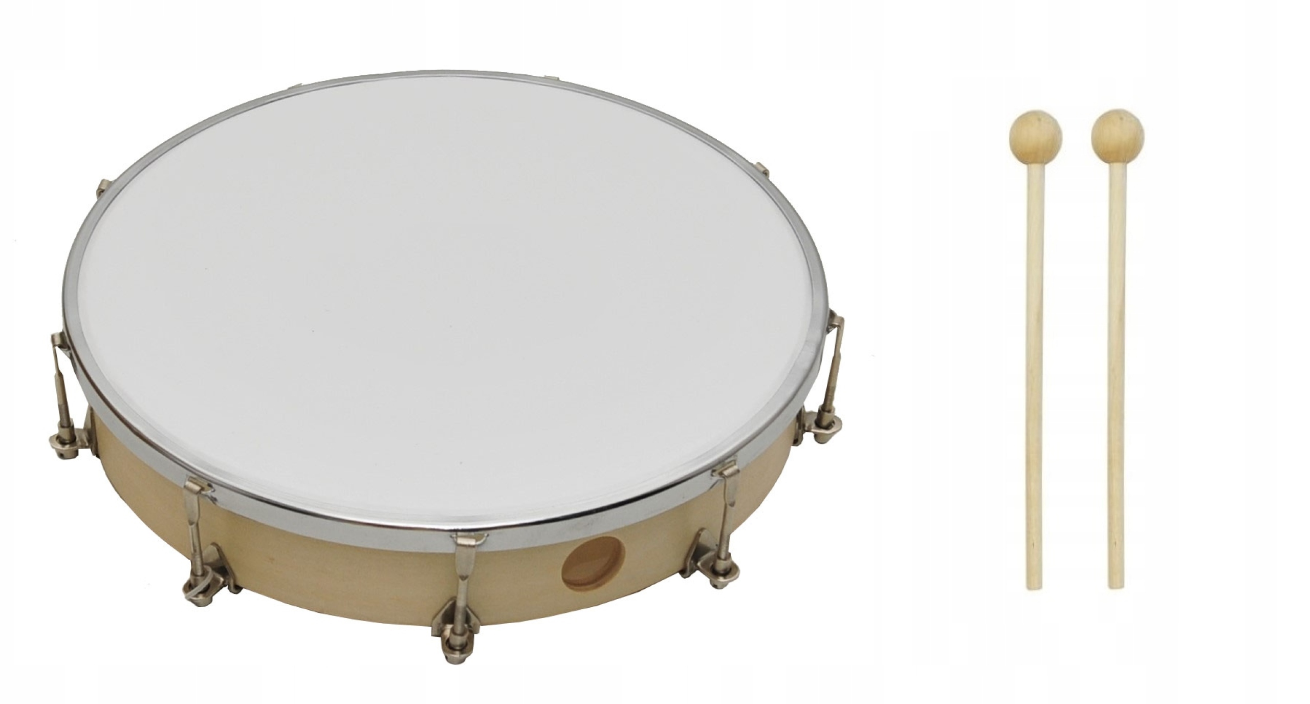 BĘBENEK DREWNIANY Z NACIĄGIEM REGULOWANYM 10'' + PAŁECZKI