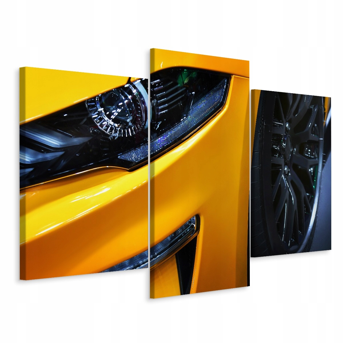 Obraz Triptych Žlutý Auto Reflektor 3D 180x120