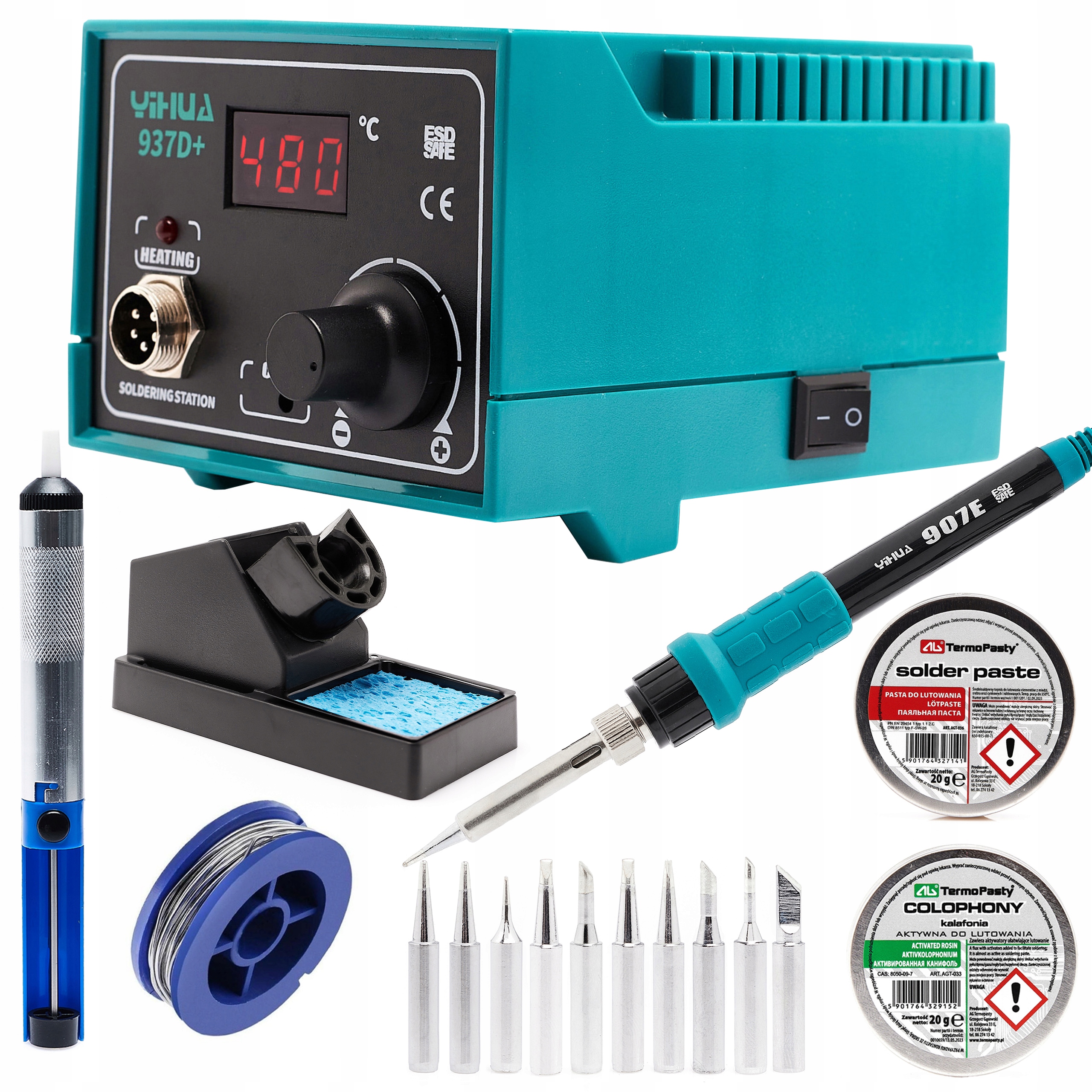 Pájecí stanice Yihua 937D+ 75W Led 10 jeskyní Kalafuna Pasta Cín Odsávání