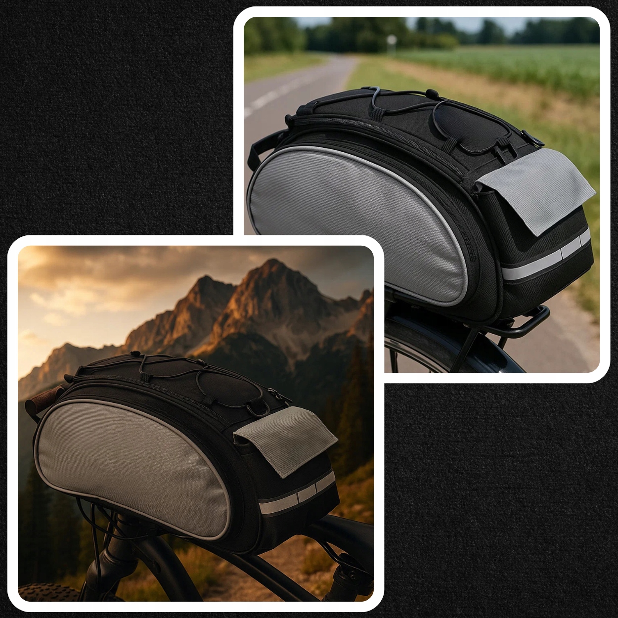 SAKWA ROWEROWA TORBA TURYSTYCZNA DUŻA NA BAGAŻNIK KUFER NA RAMIĘ DO ROWERU Wysokość 17 cm