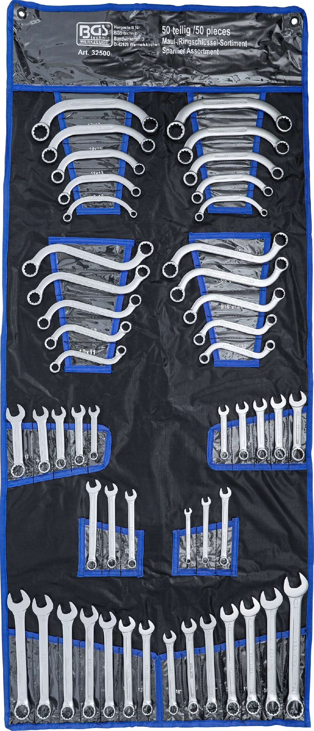 Bgs 32500, Sada očkoplochých kľúčov palcové veľkosti metrické 50dielna