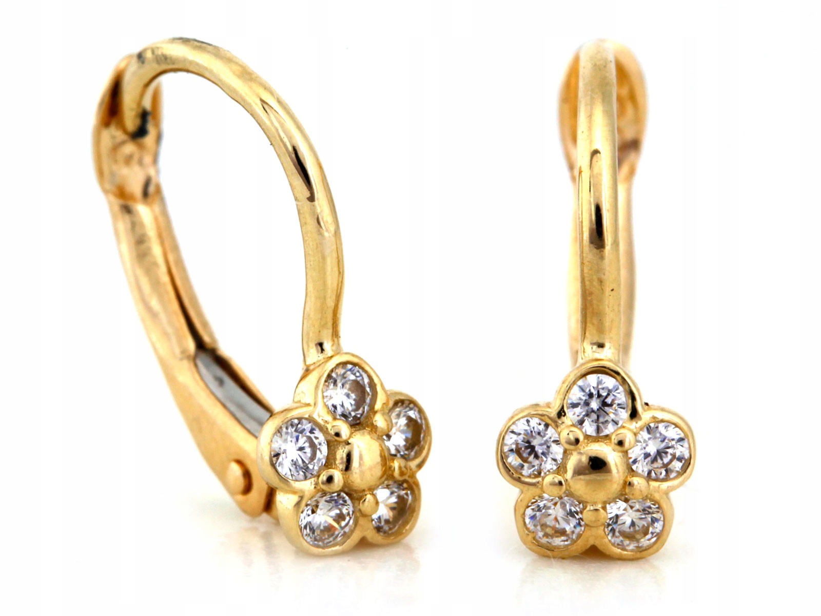 Náušnice zlaté jemné 585 s květinou pro dívku na svaté přijímání