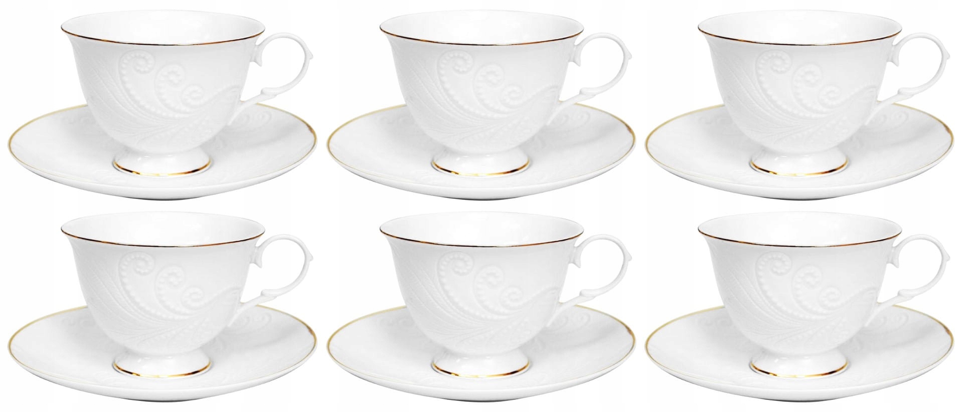 Biele šálky kávy a čaju 6+6 Piero 190 ml