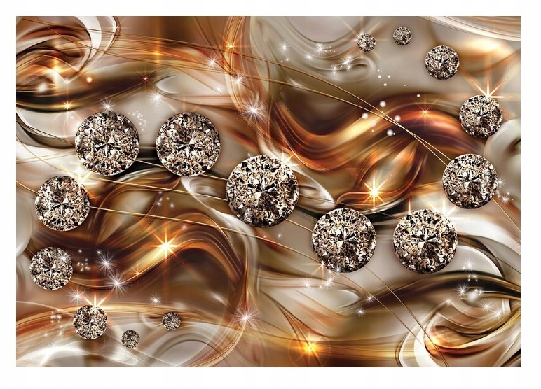 Fototapeta 3D Diamanty Zlatá Glamour Do Spálne Na Flizeline 312x219
