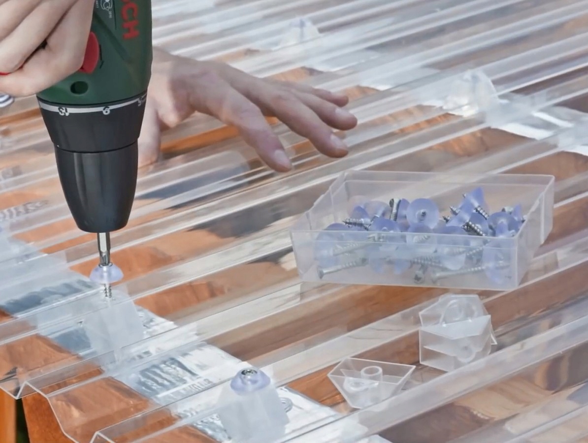 Zestaw śruby V2A + podkładki do płyt falistych PVC Grubość 4.5 mm