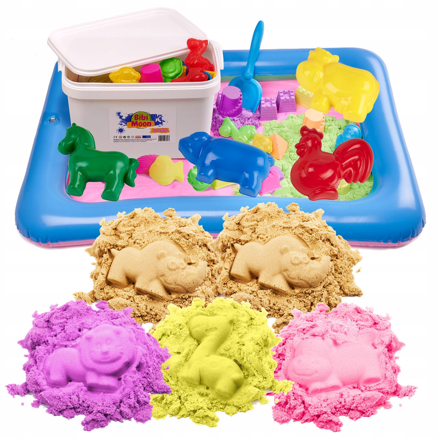 BibiMoon Piasek Kinetyczny 5kg ZESTAW PIASKOWNICA FOREMKI