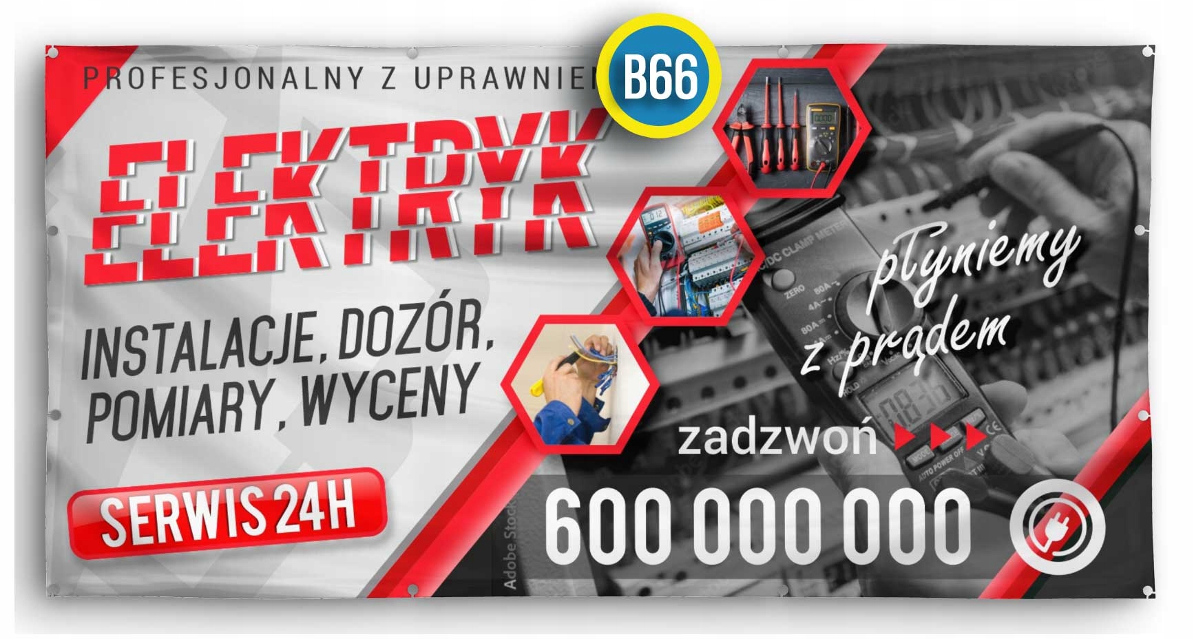 Baner Reklamowy 2x1 Banery Reklamowe Elektryk EAN (GTIN) 4876821188137