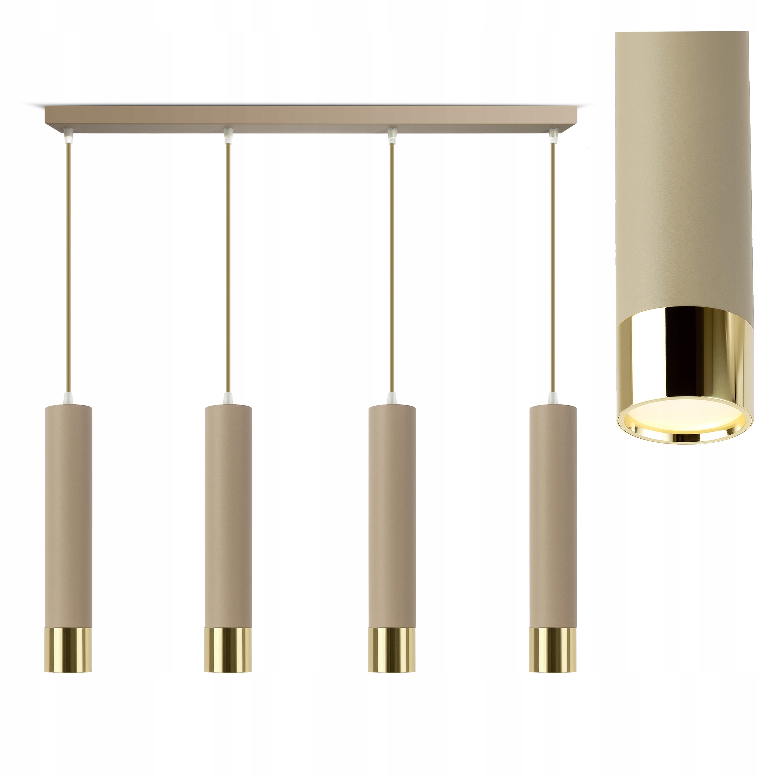 Lampa wisząca sufitowa tuby Kaszmir Beż Ecru Led do kuchni salonu nad blat