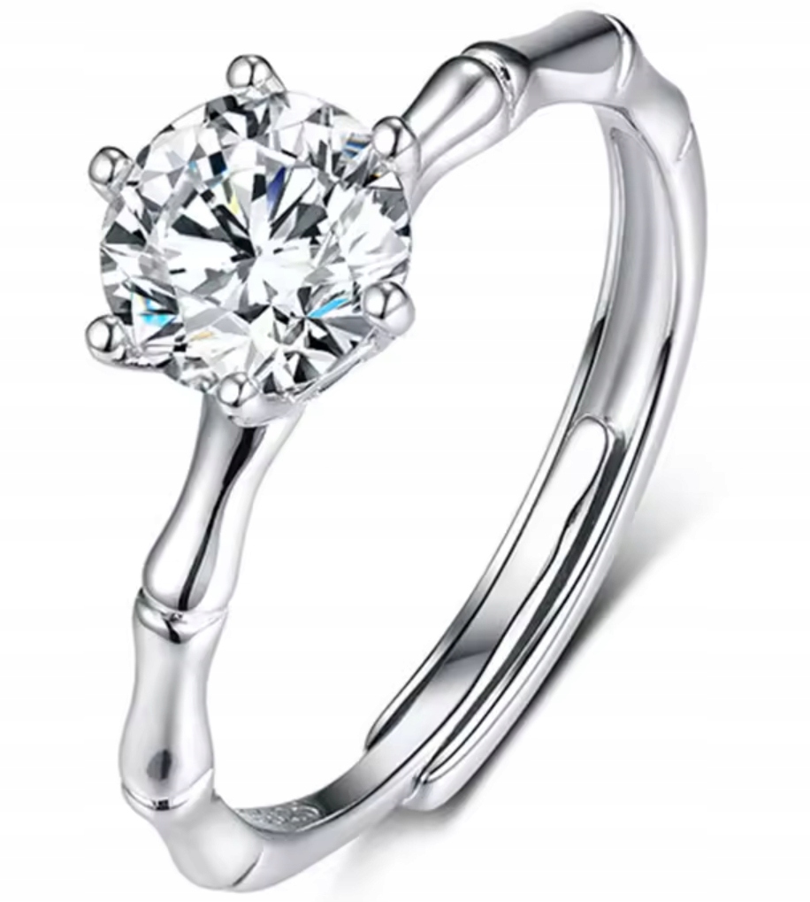 Stříbrný Prstýnek s briliantem Zirkony, nastavitelný Velikost