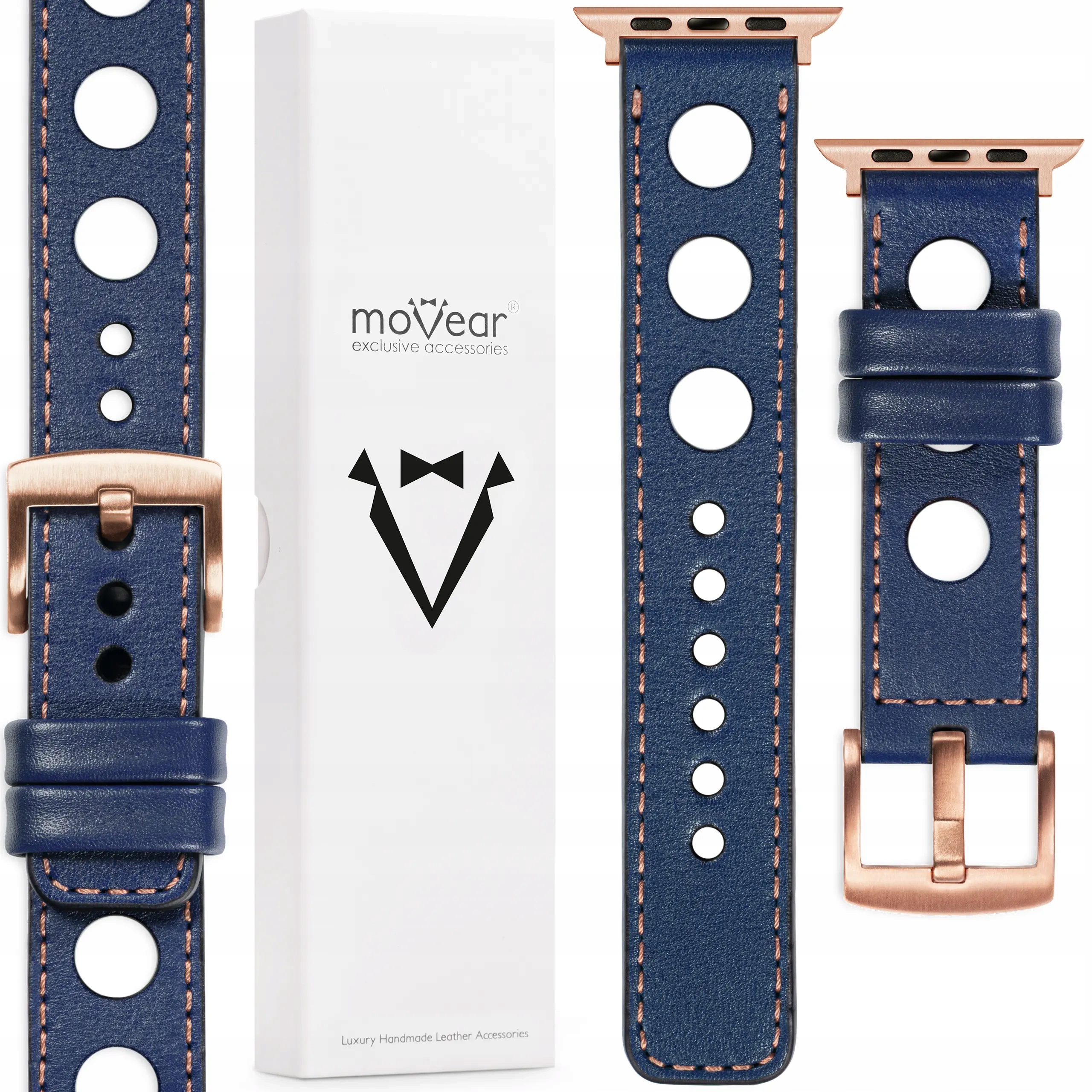 Prémiový kožený řemínek pro Apple Watch 42/41/40/38mm Elegantní Polský Movear