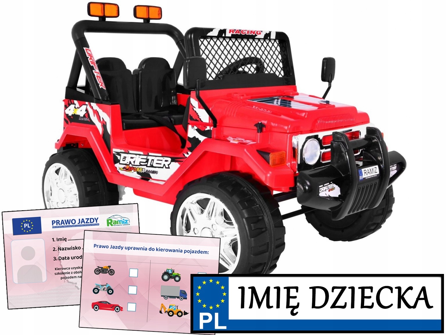 duże Auto Dla Dzieci na akumulator Jeep Raptor Drifter pilot