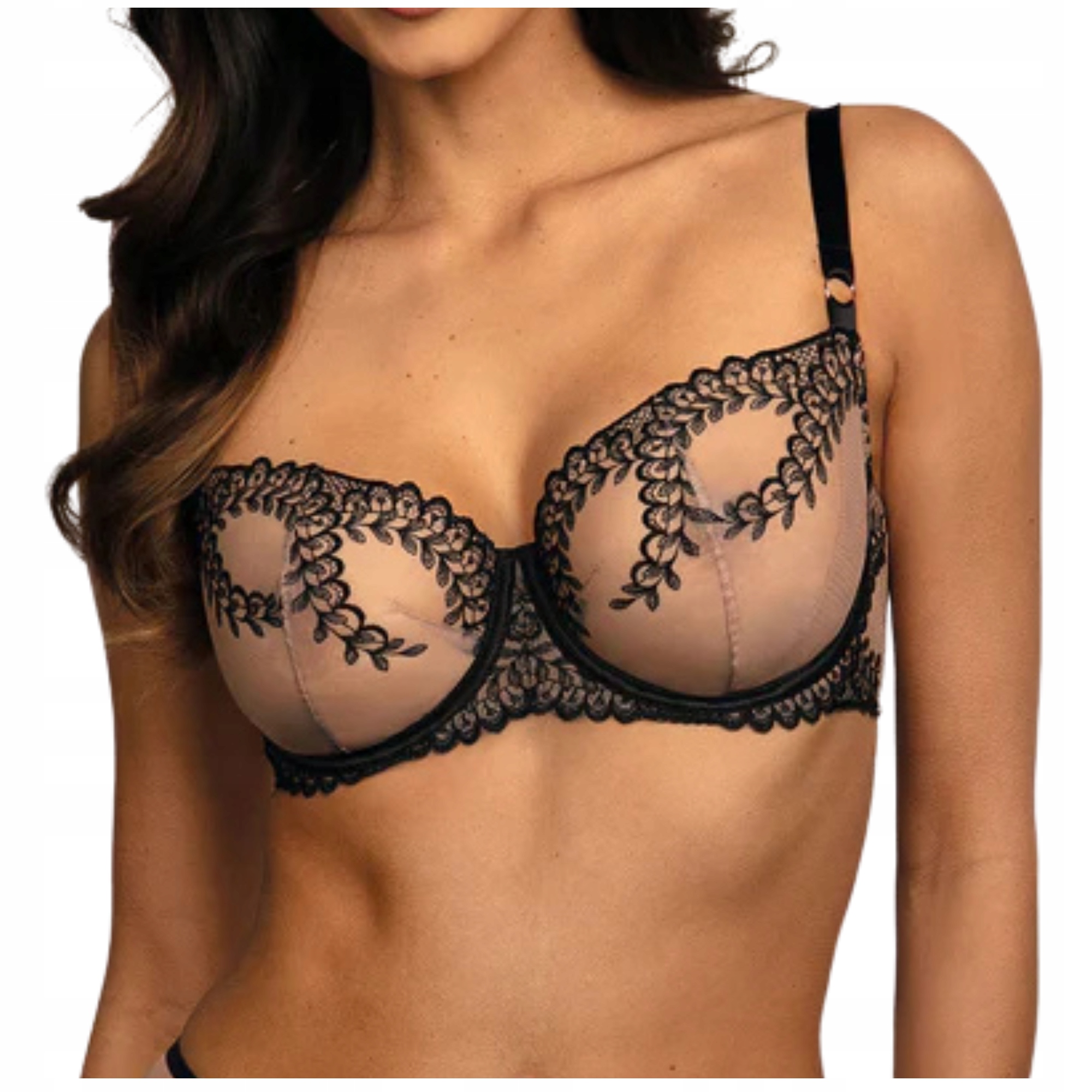 Podprsenka měkká podprsenka balkonetka soft Ewa Bień Ofra B139 béžová černá 80B