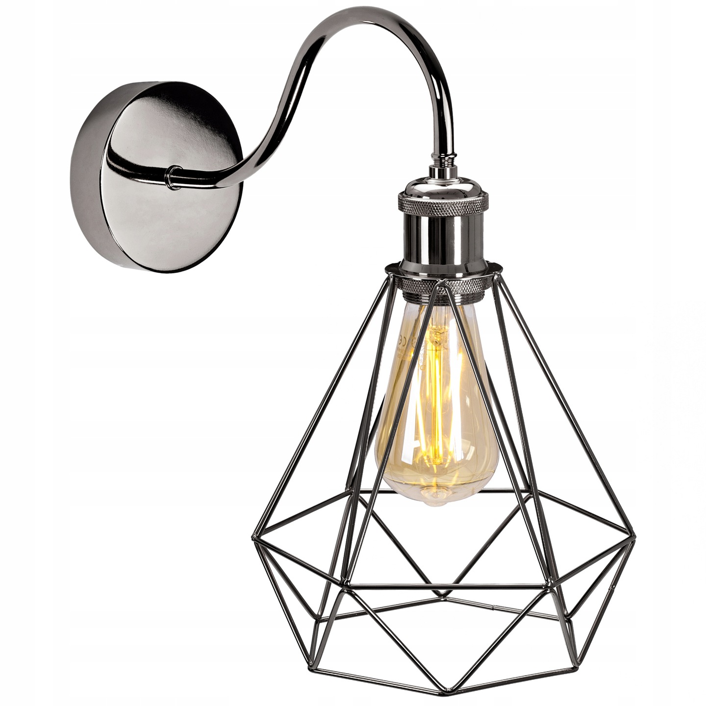 

Lampa Kinkiet Ścienny Metalowy Loft Black Chrome