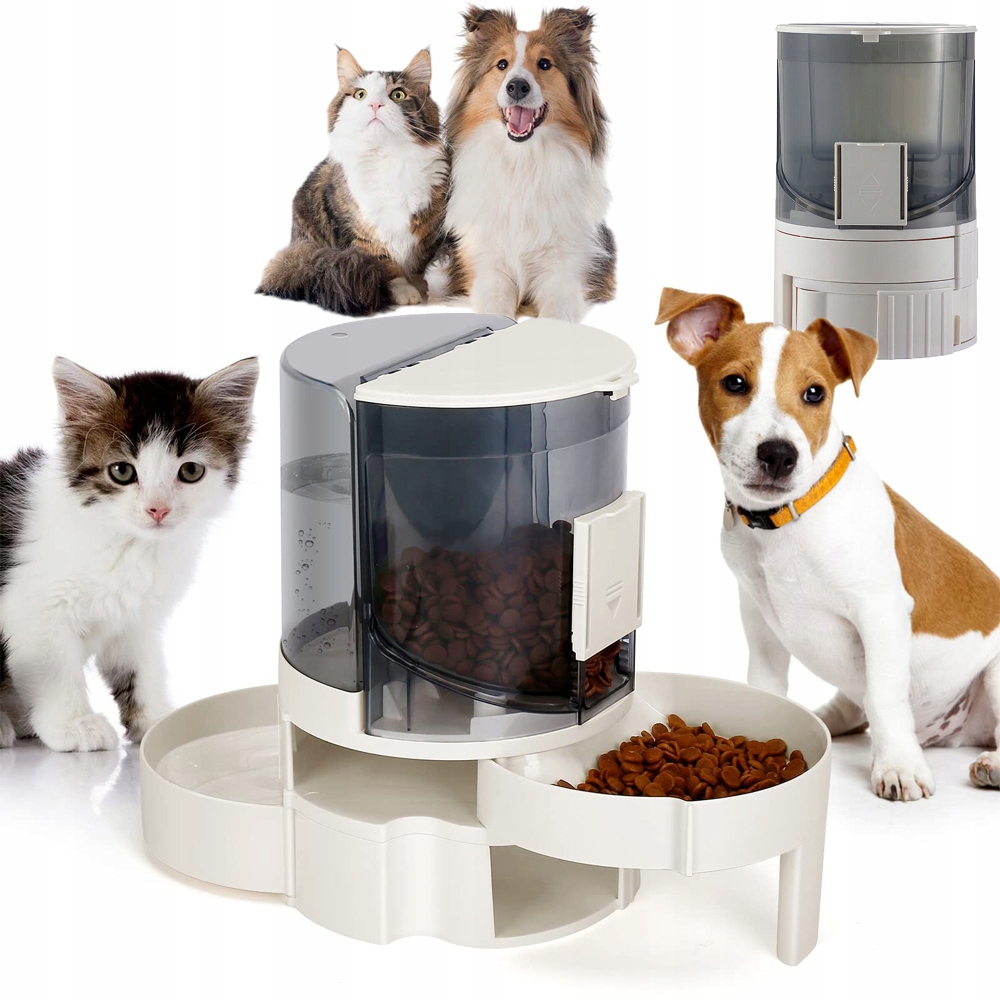 Levně Dávkovač Vody A Krmiva Pro Kočky Kočky, Psy A Zvířata, Sada Misek A Krmítka 2 V 1