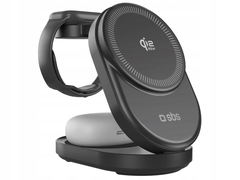 Ładowarka indukcyjna Sbs 3W1 25W Qi2.2 MagSafe Czarny
