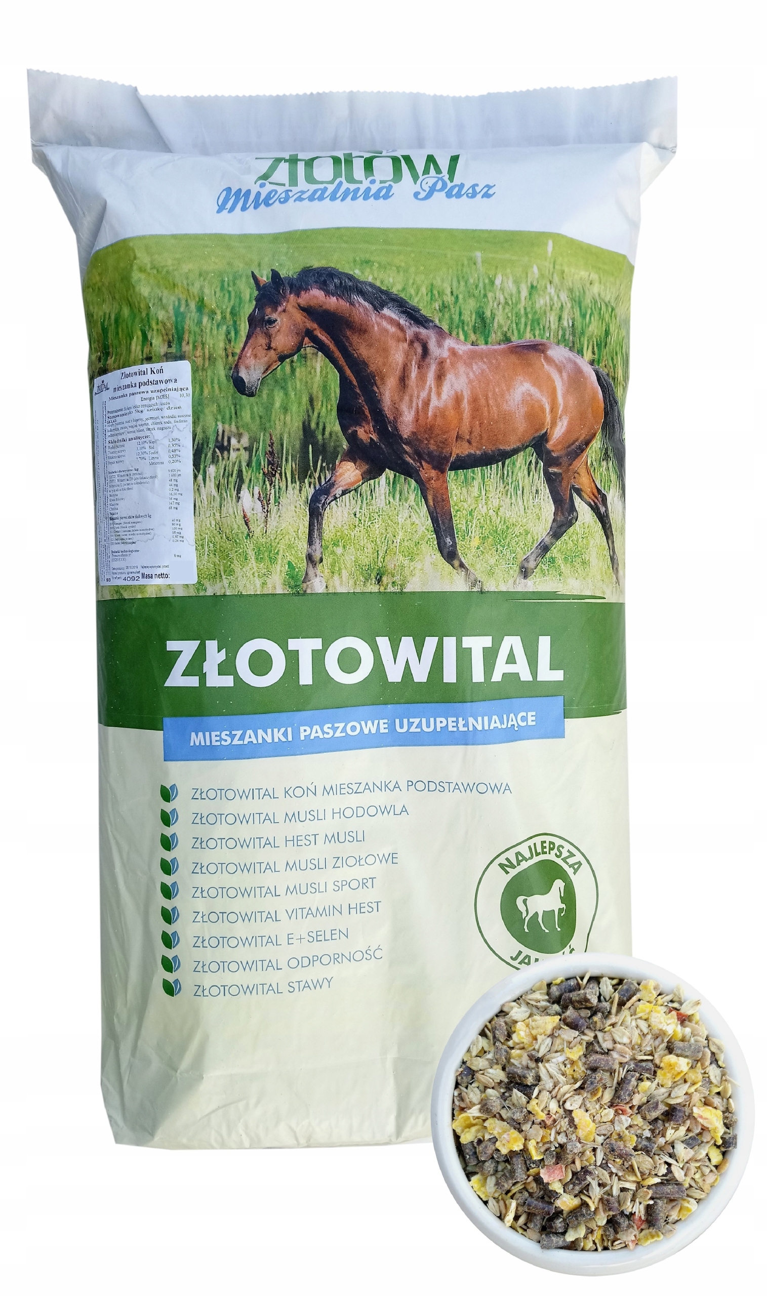 Pasza dla koni w lekkim treningu i kucy Złotowital Hest Musli – 20 kg Kod producenta K08