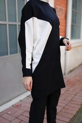 Černý Dámský Komplet S Bílými Vložkami Bavlna 95 Polyester 5 44 5GA