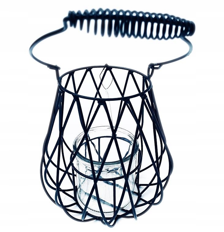 DUŻY LAMPION ŚWIECZNIK METAL LOFTOWY CZARNY ŚWIECA