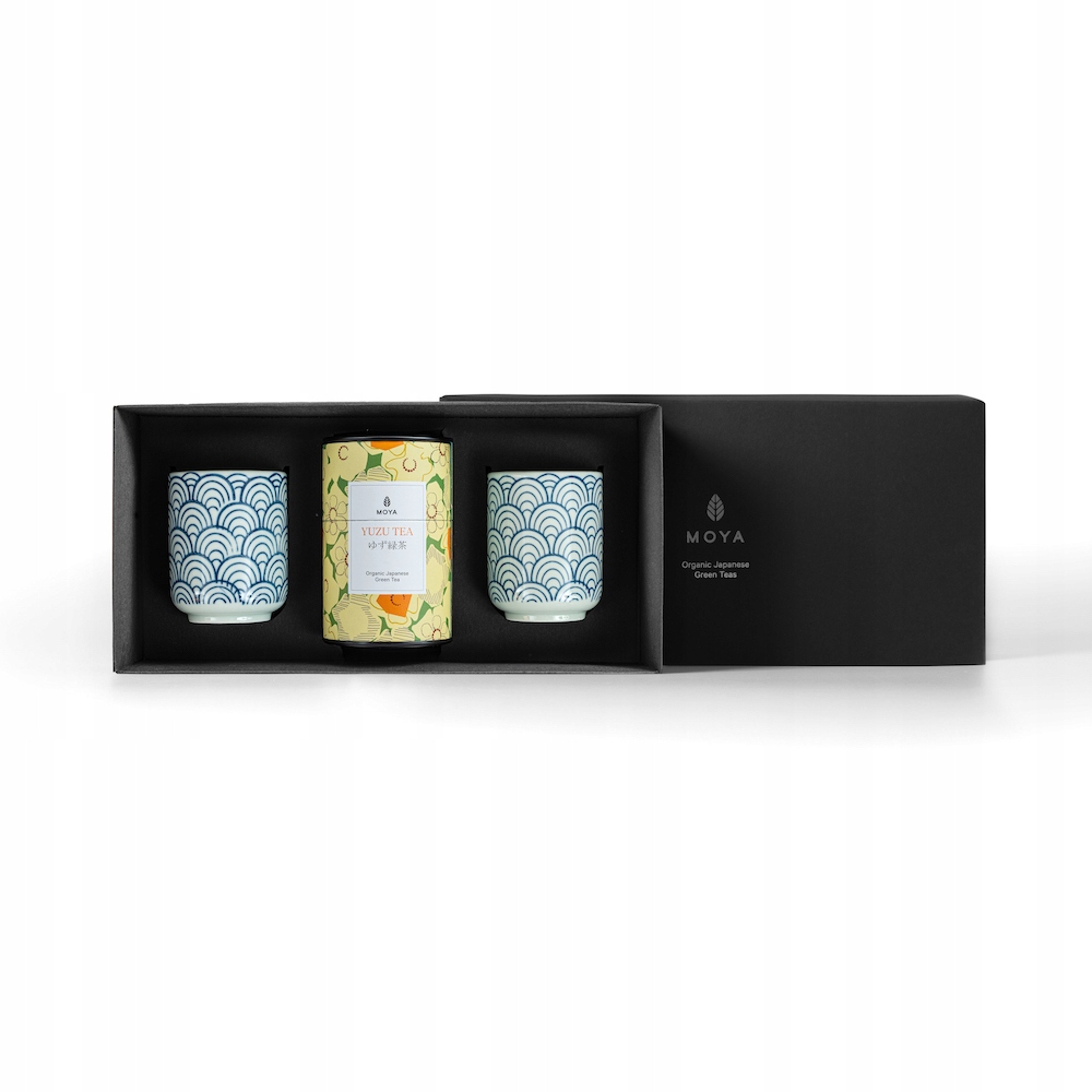 Dárková sada zelený čaj Moya Yuzu Tea a 2 hrnků Choseki