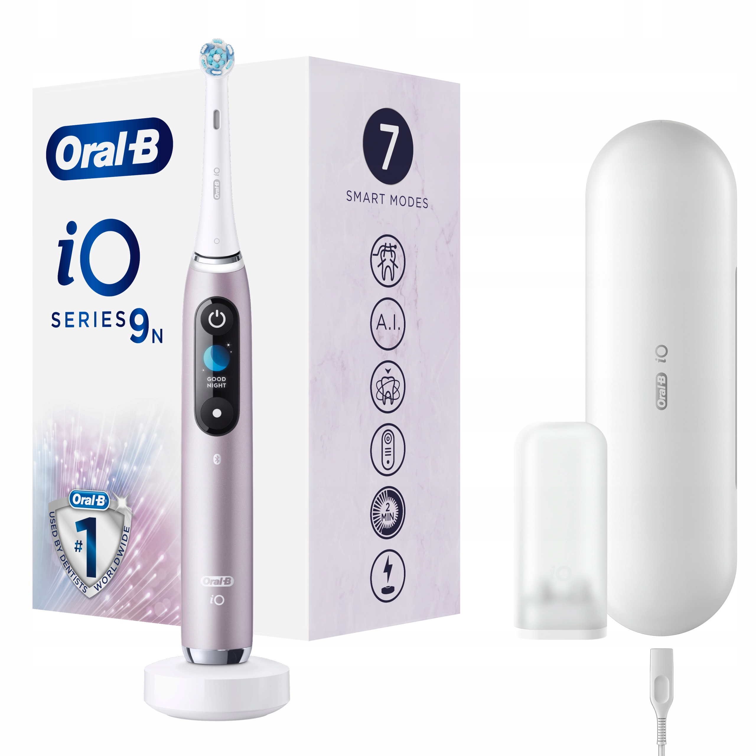 Oral-B iO 9 szczoteczka elektryczna magnetyczna do zębów różowa rose quartz