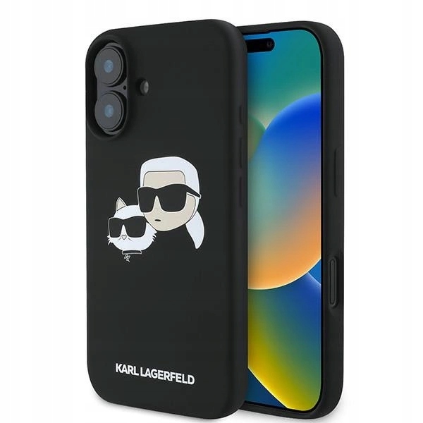 Pouzdro Karl Lagerfeld Silicone nauble Heads Print MagSafe pro iPhone 16 Plus