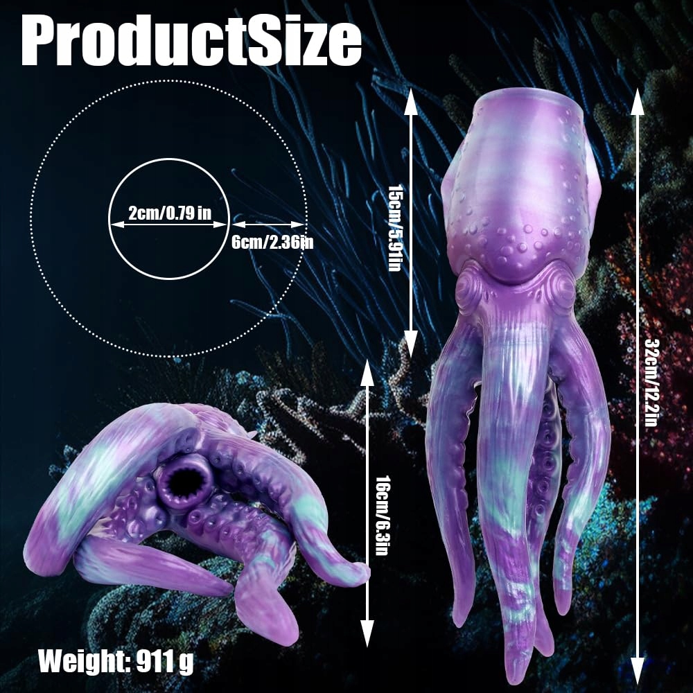 KUAECR Realistyczny Masturbator Ośmiornica Dildo Silikonowy Stymulator — miniatura 2
