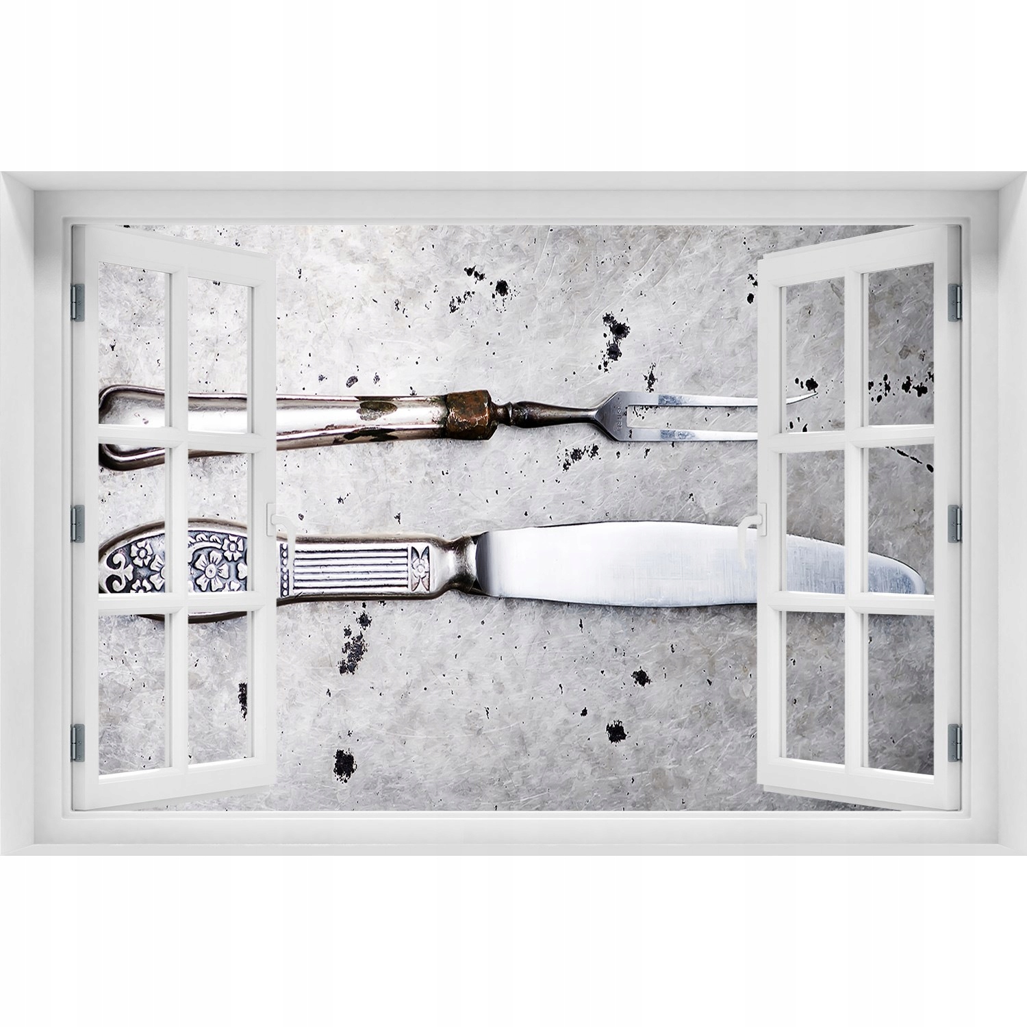 

3D Okno Naklejka samoprzylepna Sztućce 150x100