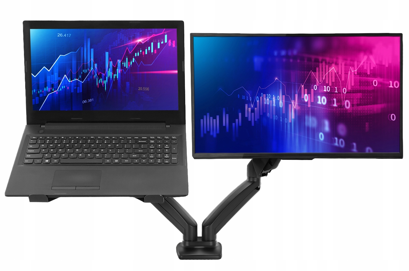 

Biurkowy Uchwyt do laptopa i monitora gazowy 2w1