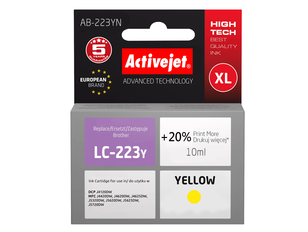 

Activejet Broth LC223 DCP-J4120DW DCP-J562DW Yllw