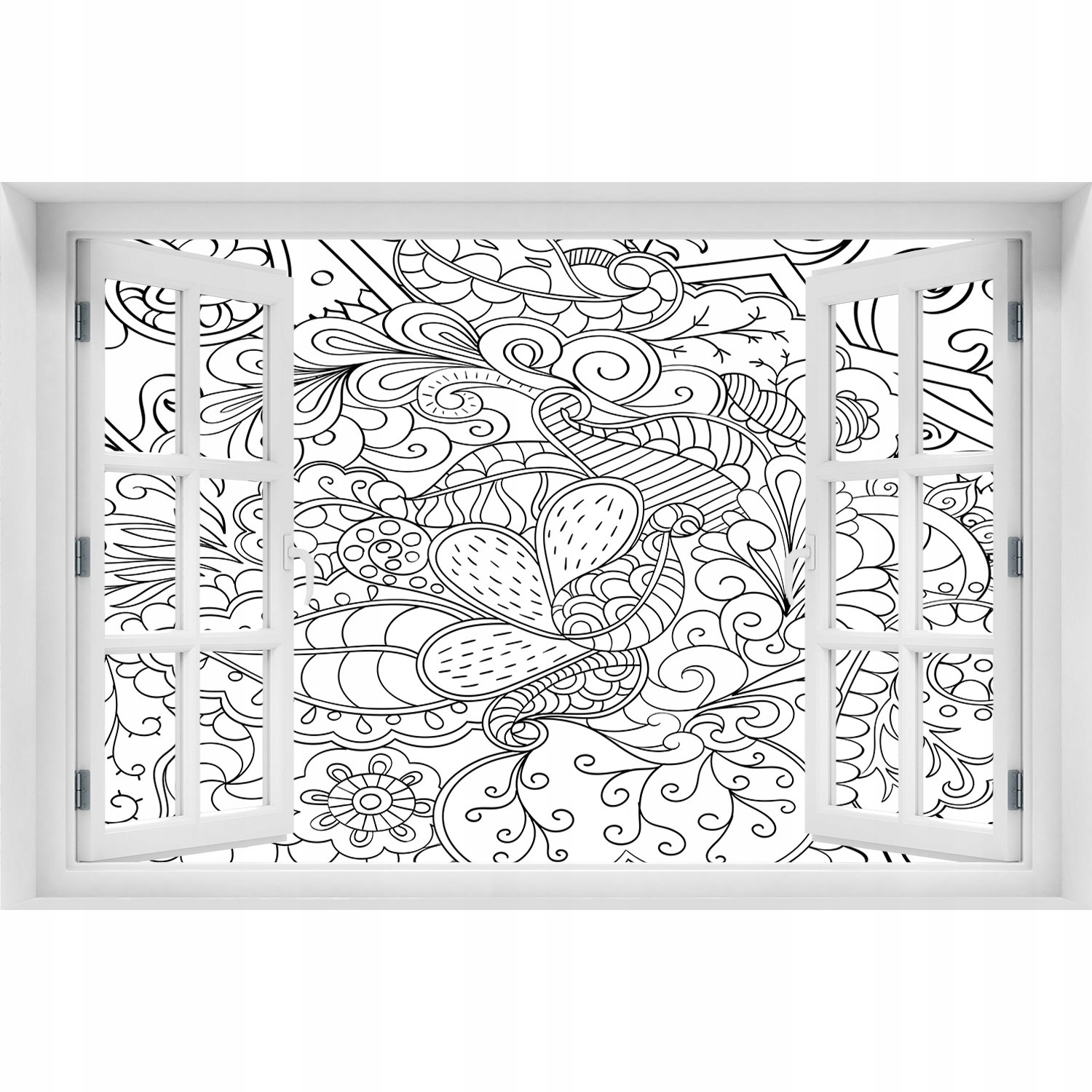 

3D Naklejka Samoprzylepna Okno Ornamenty 90x60