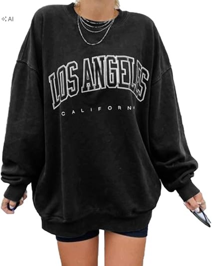 Oversize Mikina bavlněná černá Los Angeles GeGekoko