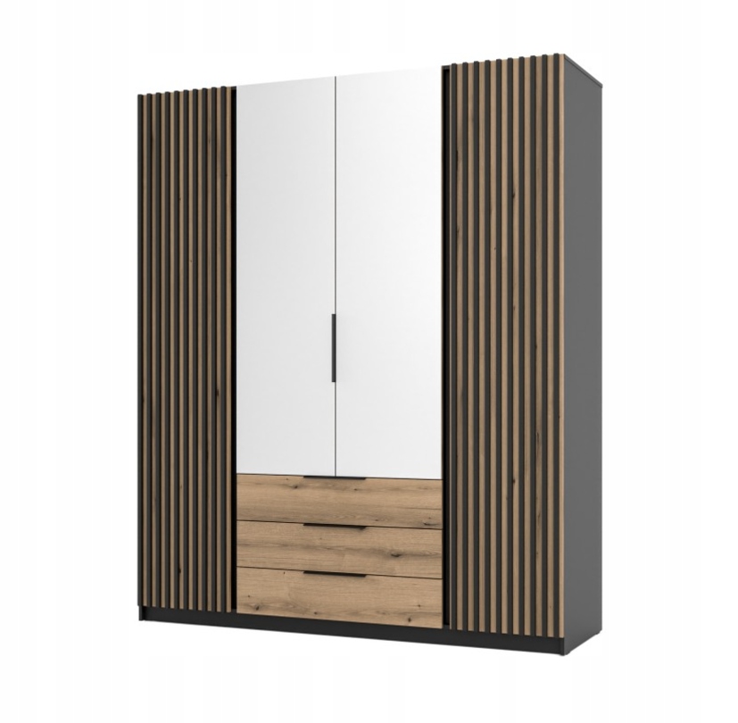 Elegantní velká prostorná Skříň Maja 2LAM 2 Zrcadlo 3S Dveře Zásuvky Tyč