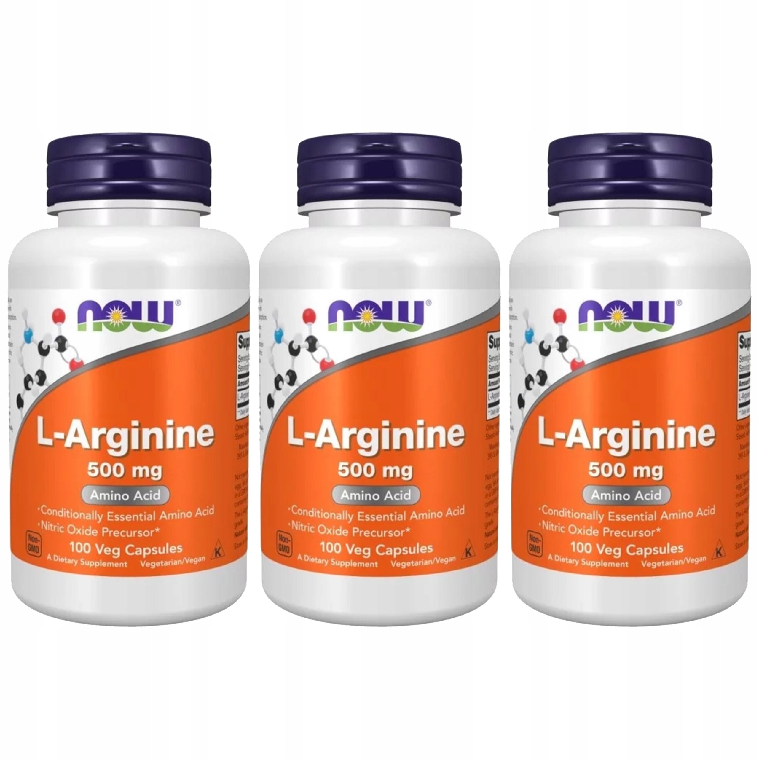 3x L-arginin 500 mg 100 kapslí svalová pumpa libido regenerace Now