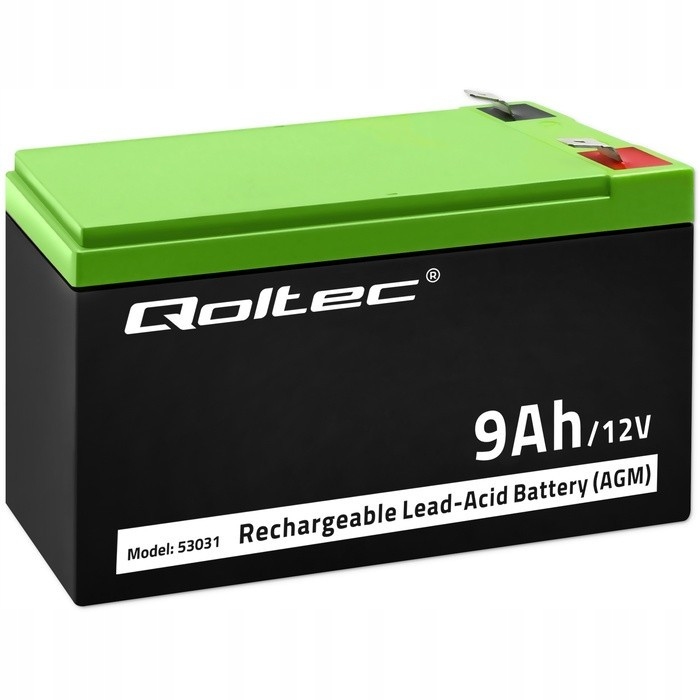 Qoltec Gelový akumulátor 12 V 9 Ah max. 90 A Agm