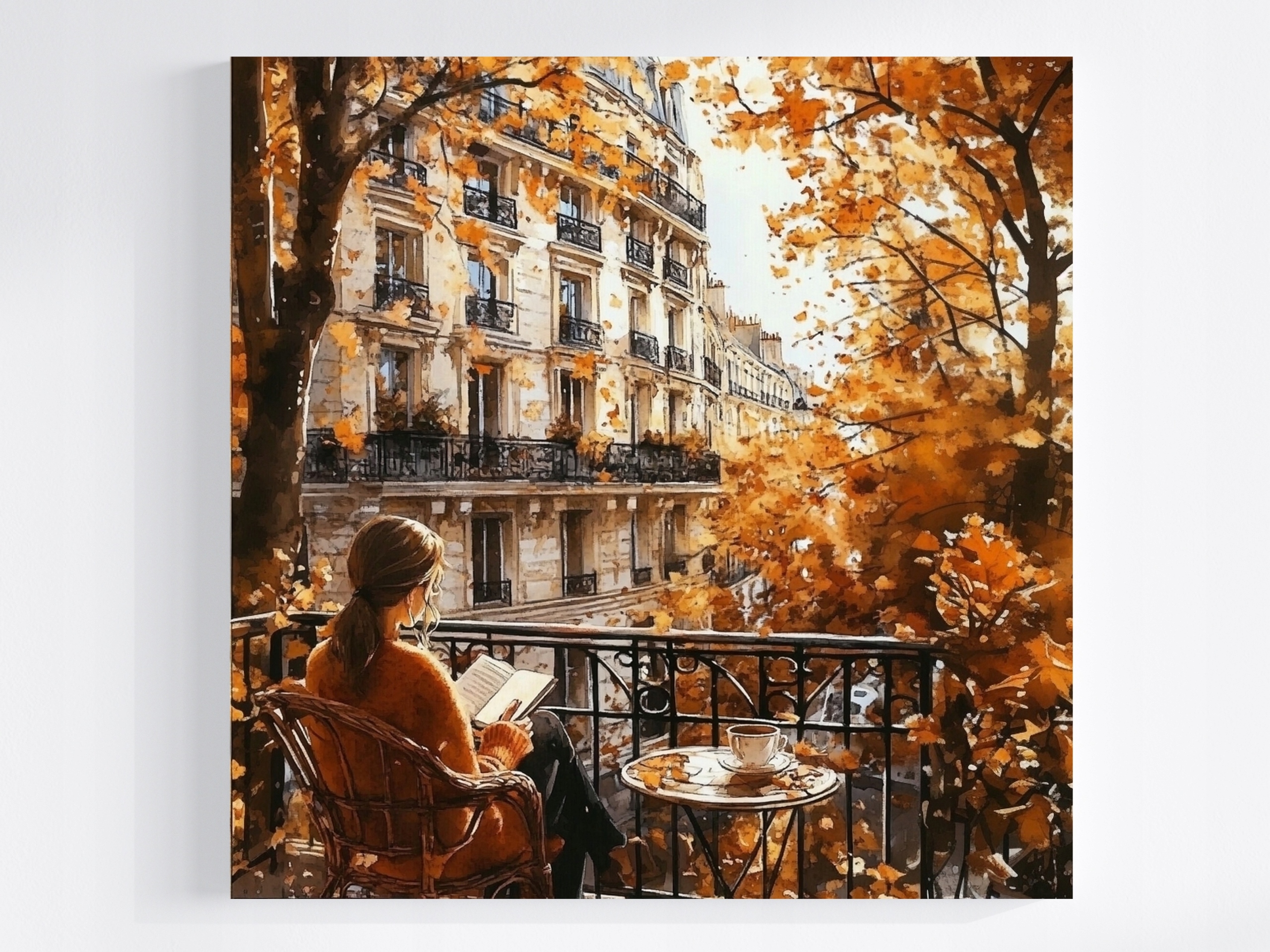 Obraz Na Plátně Canvas Podzim Paříž Město Balkon Terasa Káva Relax 60x60