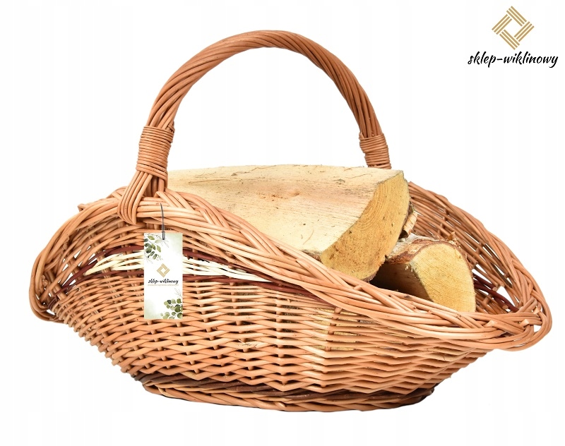 Polský krbový koš na palivové dřevo do krbu Proutěný stojan 61 cm