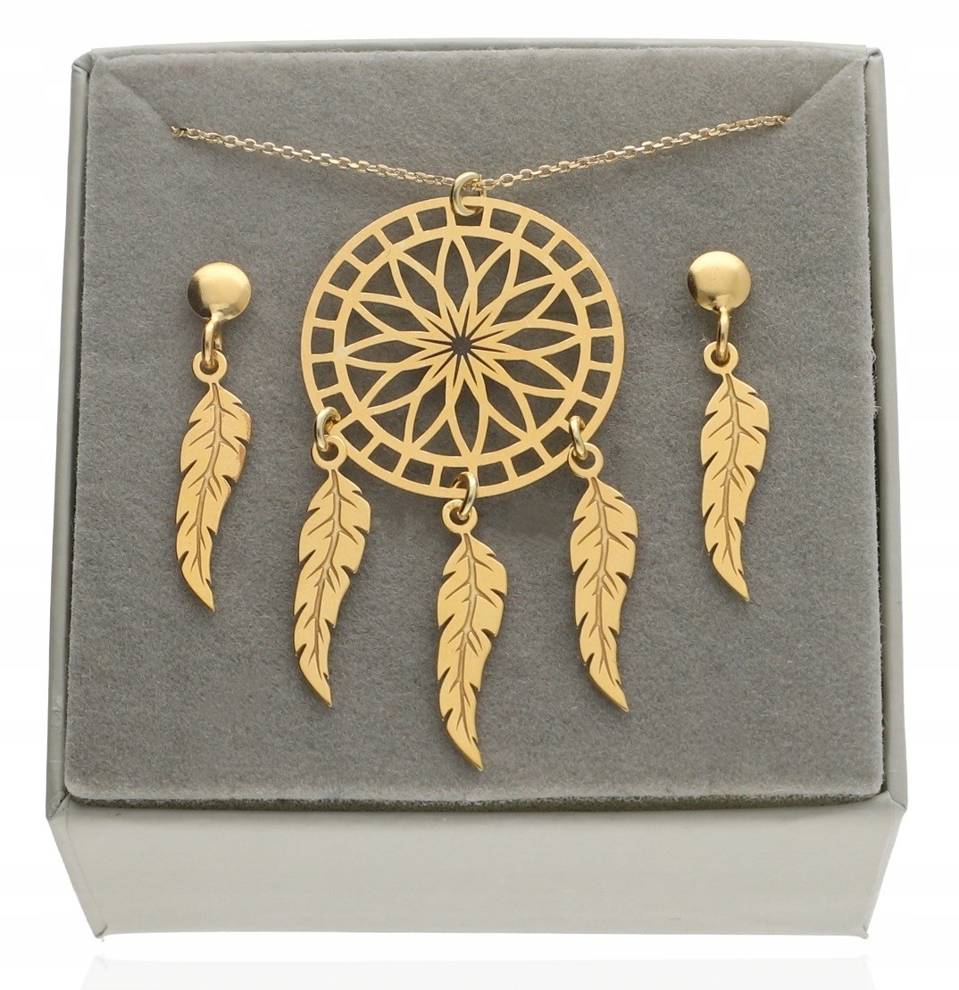 Zlatý komplet Lapač Snů stříbro 925 6 cm hroty