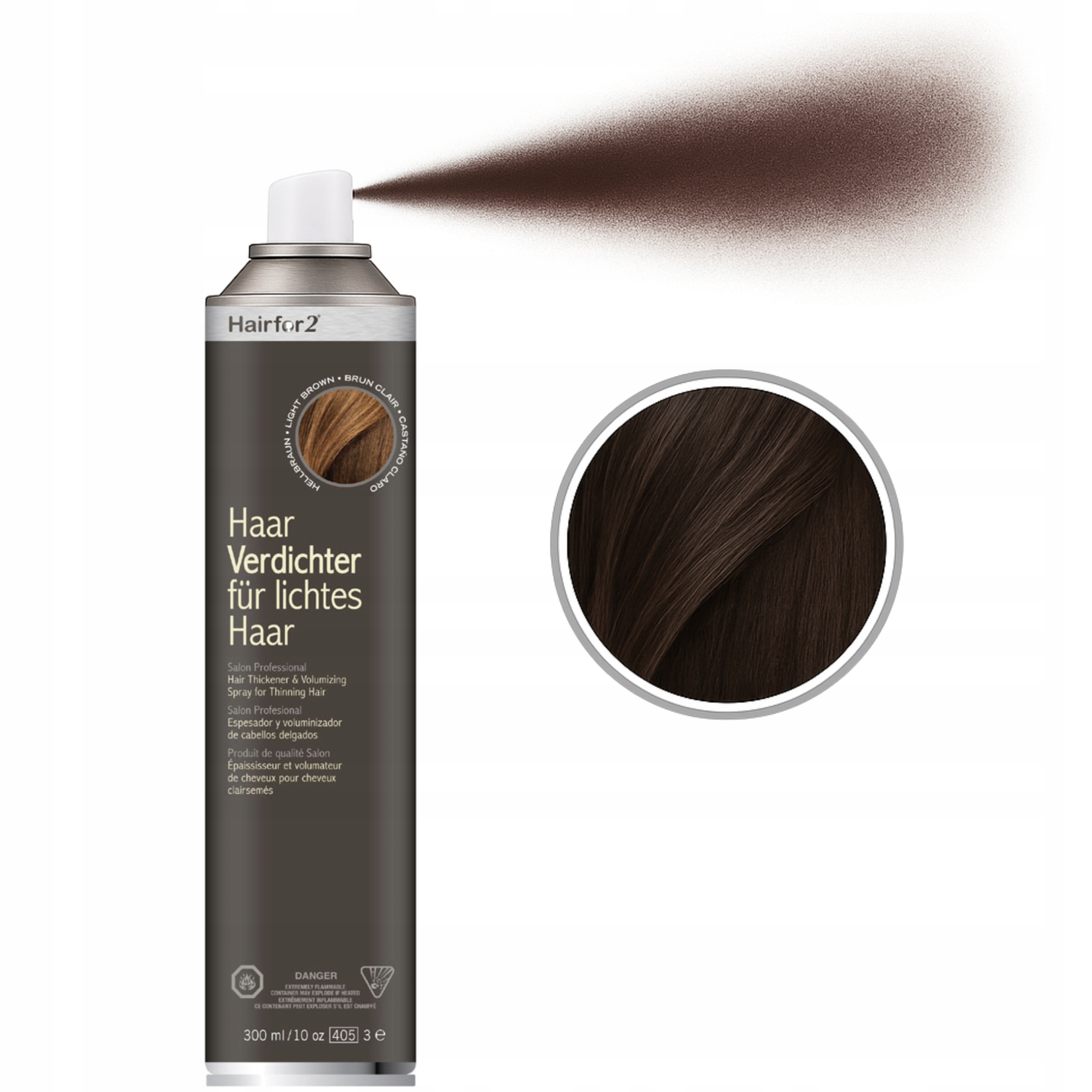 HairFor2 300ml Tmavě Hnědý Zahušťující maskovací lak